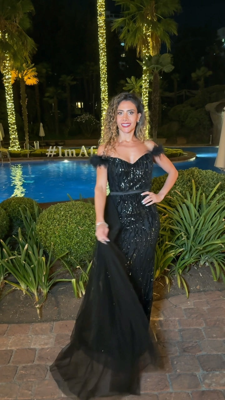 VESTIDO DE FIESTA L23520 NEGRO