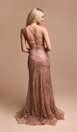 VESTIDO DE FIESTA LARGO L2380 ROSE GOLD