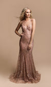 VESTIDO DE FIESTA LARGO L2380 ROSE GOLD