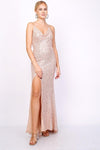 VESTIDO DE FIESTA LARGO L22003 ROSE GOLD