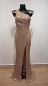 VESTIDO DE FIESTA LARGO L8099 ROSE GOLD