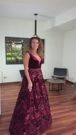 VESTIDO LARGO L7674 BURDEO