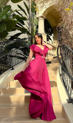 VESTIDO LARGO L7980 MAGENTA