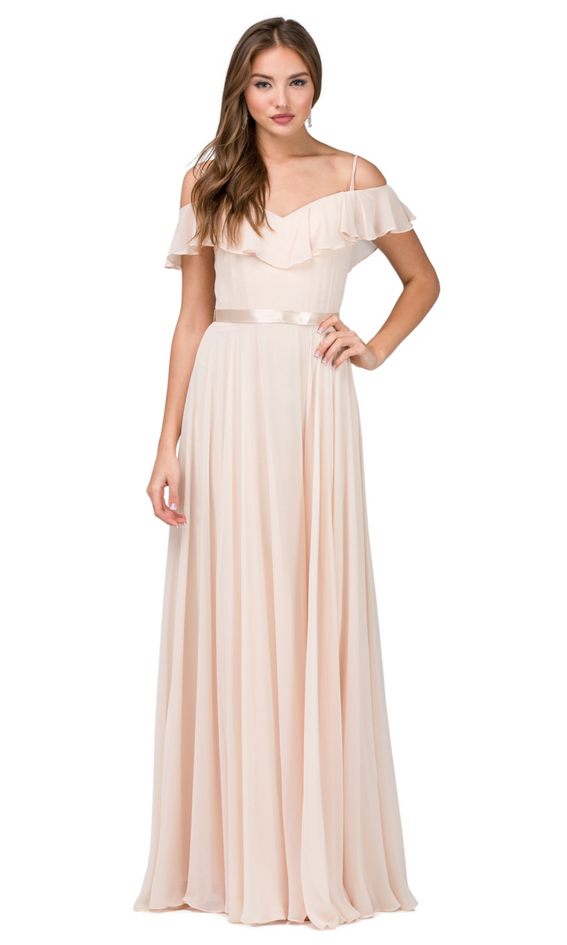 VESTIDO LARGO L2377 CHAMPAGNE